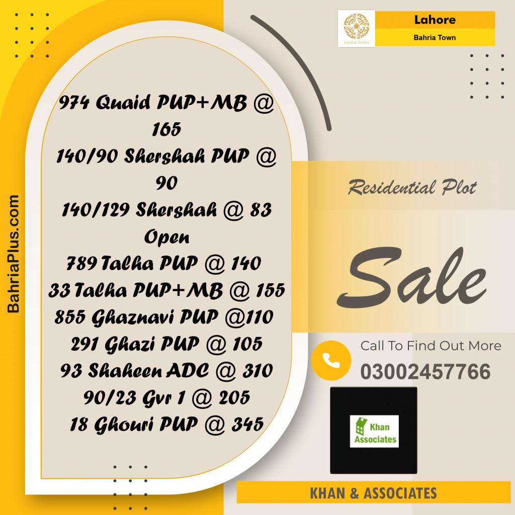 Residential Plot for Sale in Bahria Town, Lahore - (BP-155254)