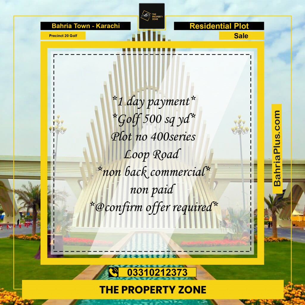 500 Sq. Yards Residential Plot for Sale in Precinct 20 Golf -  Bahria Town, Karachi - (BP-155255)