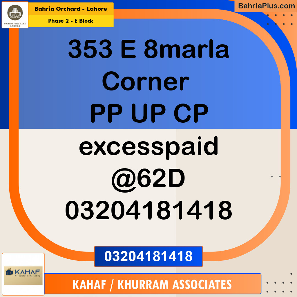 Residential Plot for Sale in Phase 2 - E Block -  Bahria Orchard, Lahore - (BP-155260)