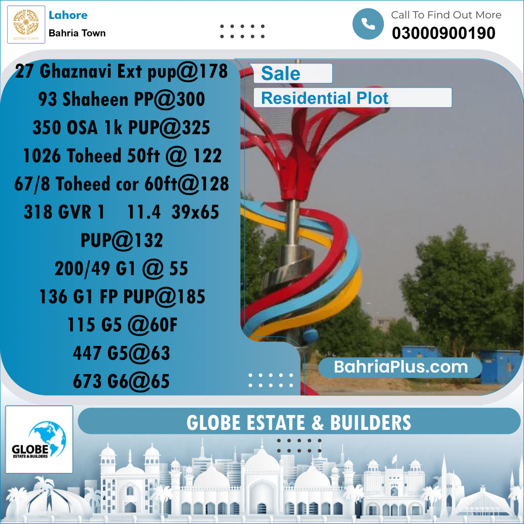 Residential Plot for Sale in Sector F - Ghaznavi Ext. Block -  Bahria Town, Lahore - (BP-155283)