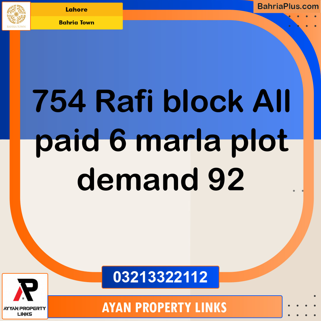 Residential Plot for Sale in Bahria Town, Lahore - (BP-155298)