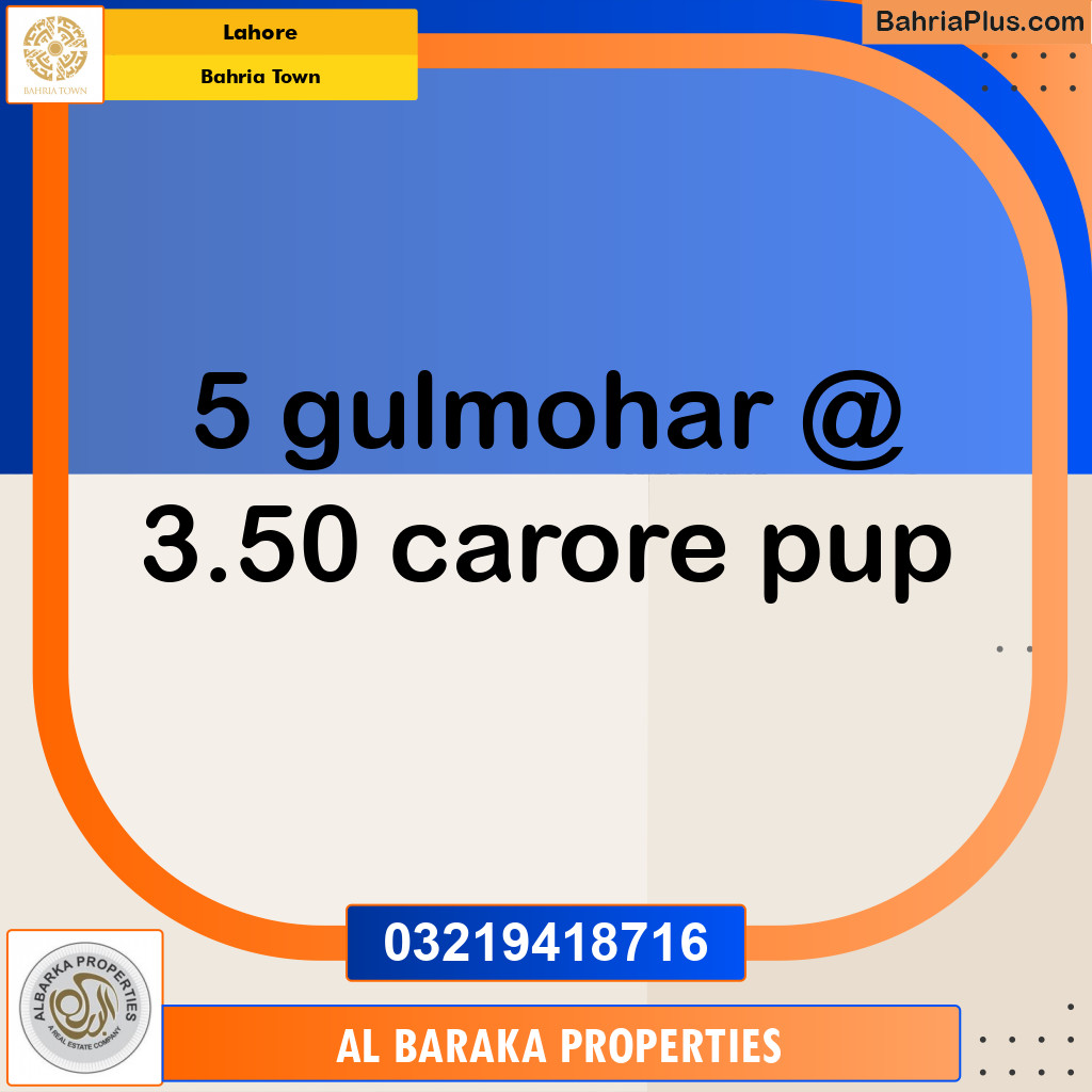Residential Plot for Sale in Sector C - Gulmohar Block -  Bahria Town, Lahore - (BP-155315)