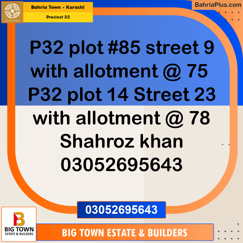 250 Sq. Yards Residential Plot for Sale in Precinct 32 -  Bahria Town, Karachi - (BP-155322)