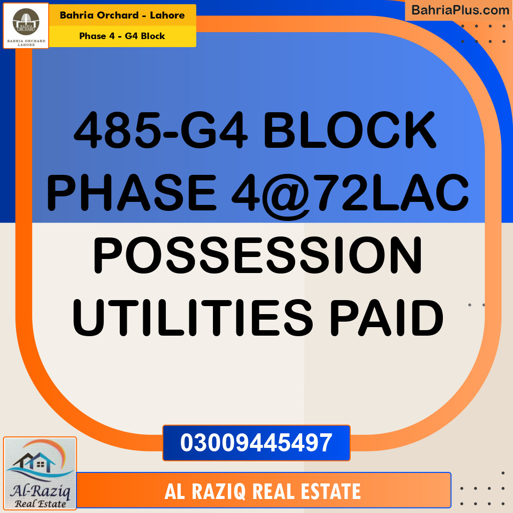 Residential Plot for Sale in Phase 4 - G4 Block -  Bahria Orchard, Lahore - (BP-155323)