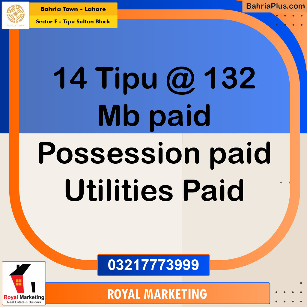 Residential Plot for Sale in Sector F - Tipu Sultan Block -  Bahria Town, Lahore - (BP-155331)