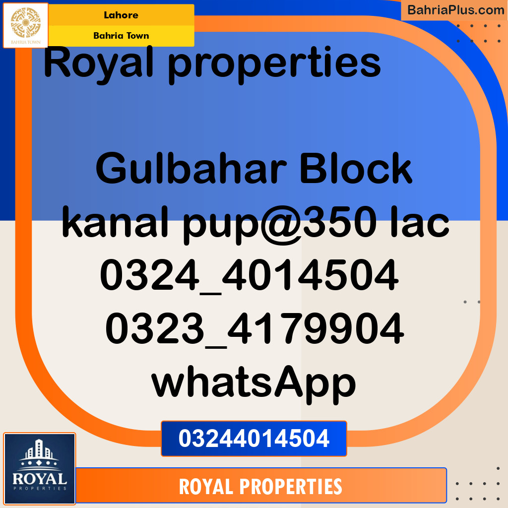 Residential Plot for Sale in Bahria Town, Lahore - (BP-155348)