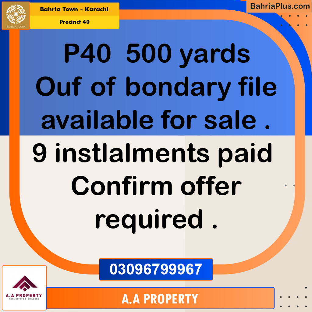 Residential Plot for Sale in Precinct 40 -  Bahria Town, Karachi - (BP-155354)