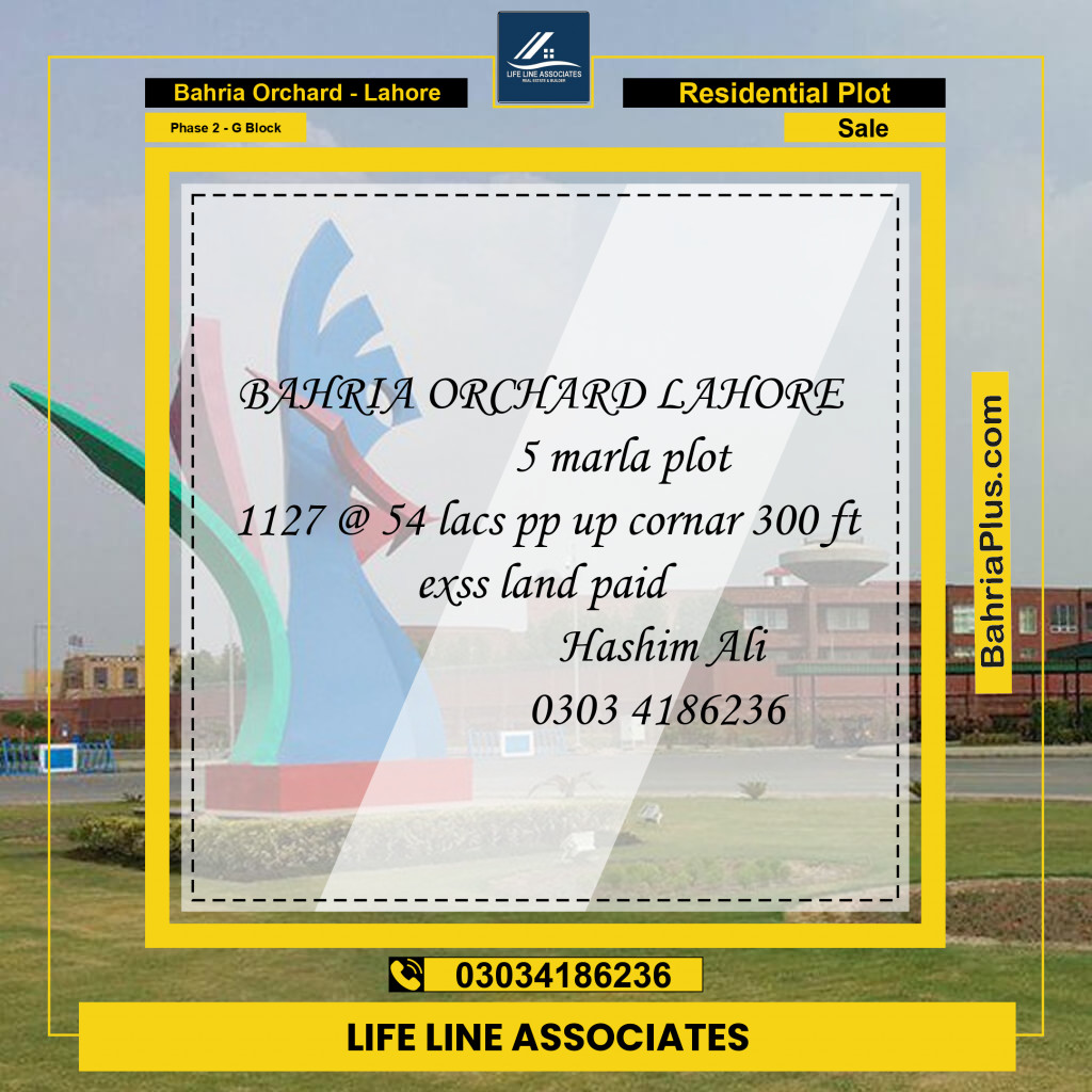 Residential Plot for Sale in Phase 2 - G Block -  Bahria Orchard, Lahore - (BP-155388)