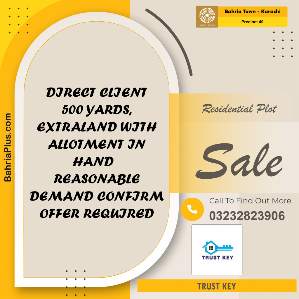 Residential Plot for Sale in Precinct 40 -  Bahria Town, Karachi - (BP-155426)