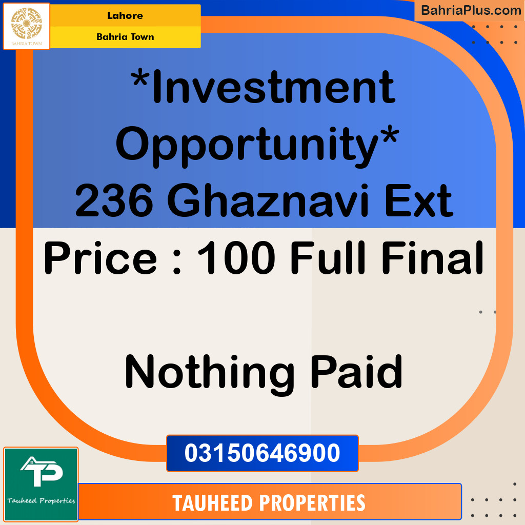 Residential Plot for Sale in Sector F - Ghaznavi Ext. Block -  Bahria Town, Lahore - (BP-155436)