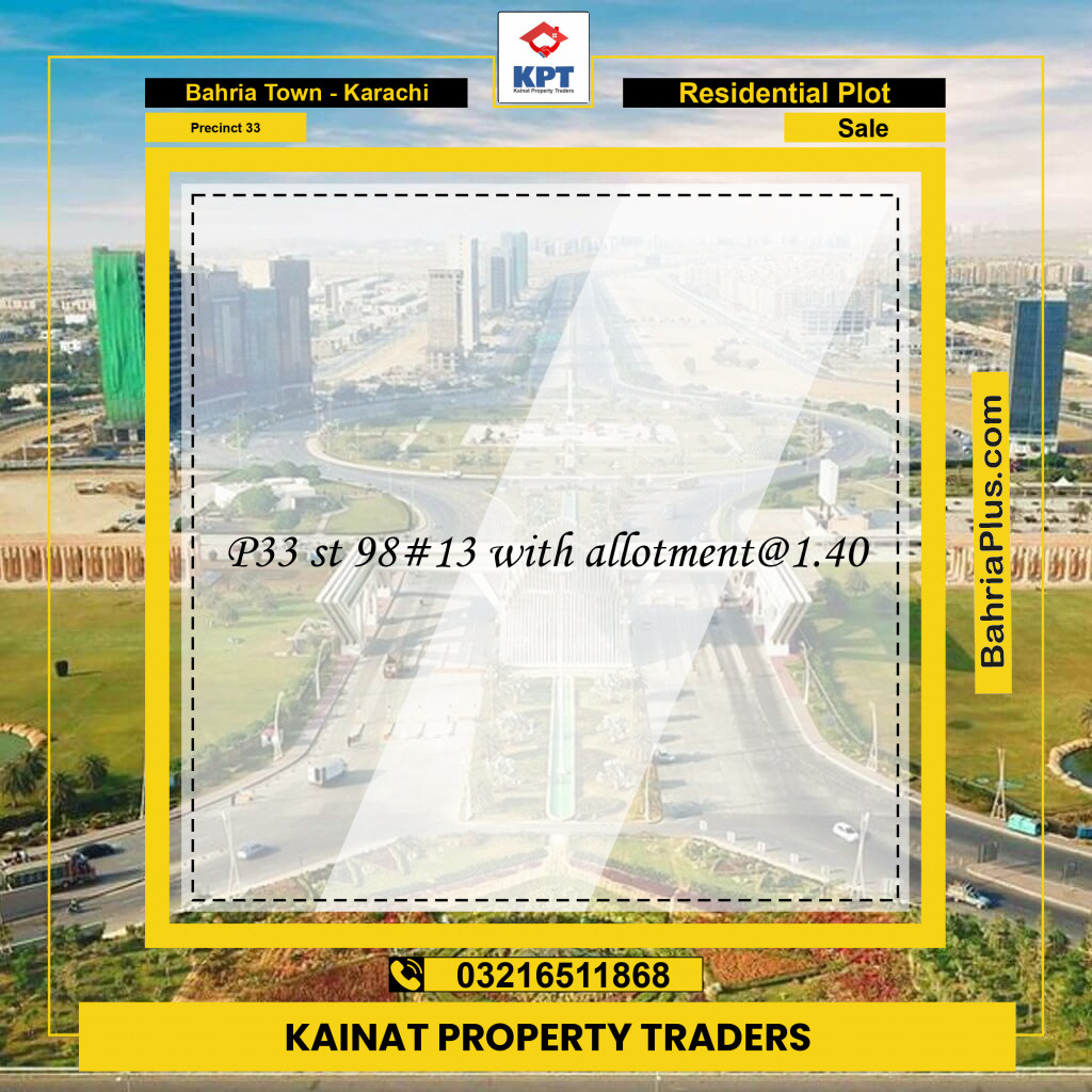 Residential Plot for Sale in Precinct 33 -  Bahria Town, Karachi - (BP-155485)