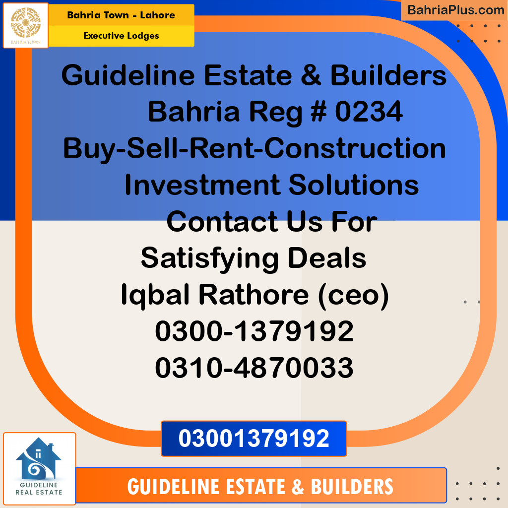Residential Plot for Sale in Executive Lodges -  Bahria Town, Lahore - (BP-155509)