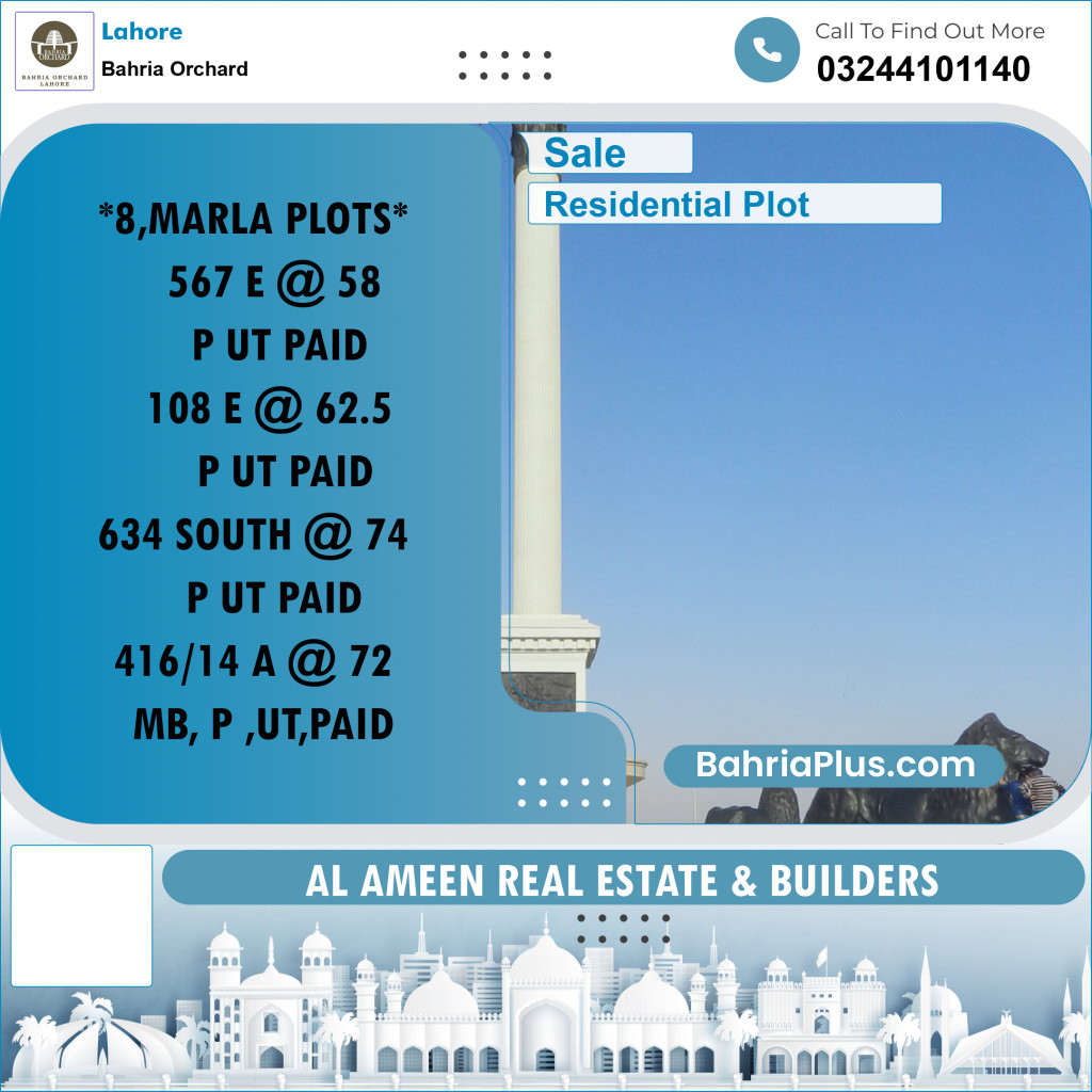 Residential Plot for Sale in Bahria Orchard, Lahore - (BP-155510)