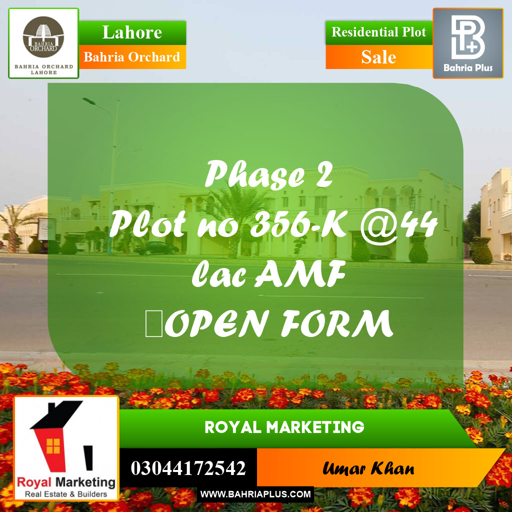 Residential Plot for Sale in Bahria Orchard, Lahore - (BP-155518)