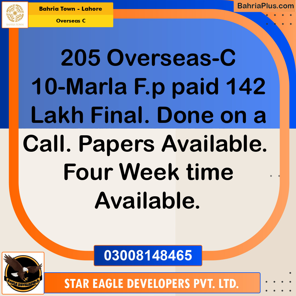 Residential Plot for Sale in Overseas C -  Bahria Town, Lahore - (BP-155537)