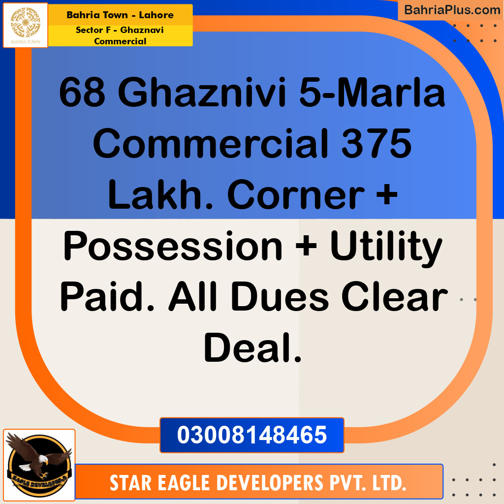 Commercial Plot for Sale in Sector F - Ghaznavi Commercial -  Bahria Town, Lahore - (BP-155540)