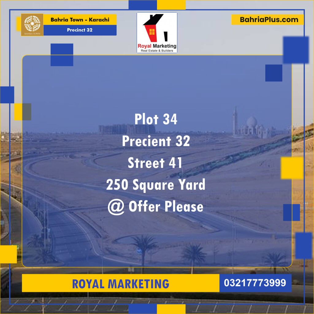 250 Sq. Yards Residential Plot for Sale in Precinct 32 -  Bahria Town, Karachi - (BP-155573)