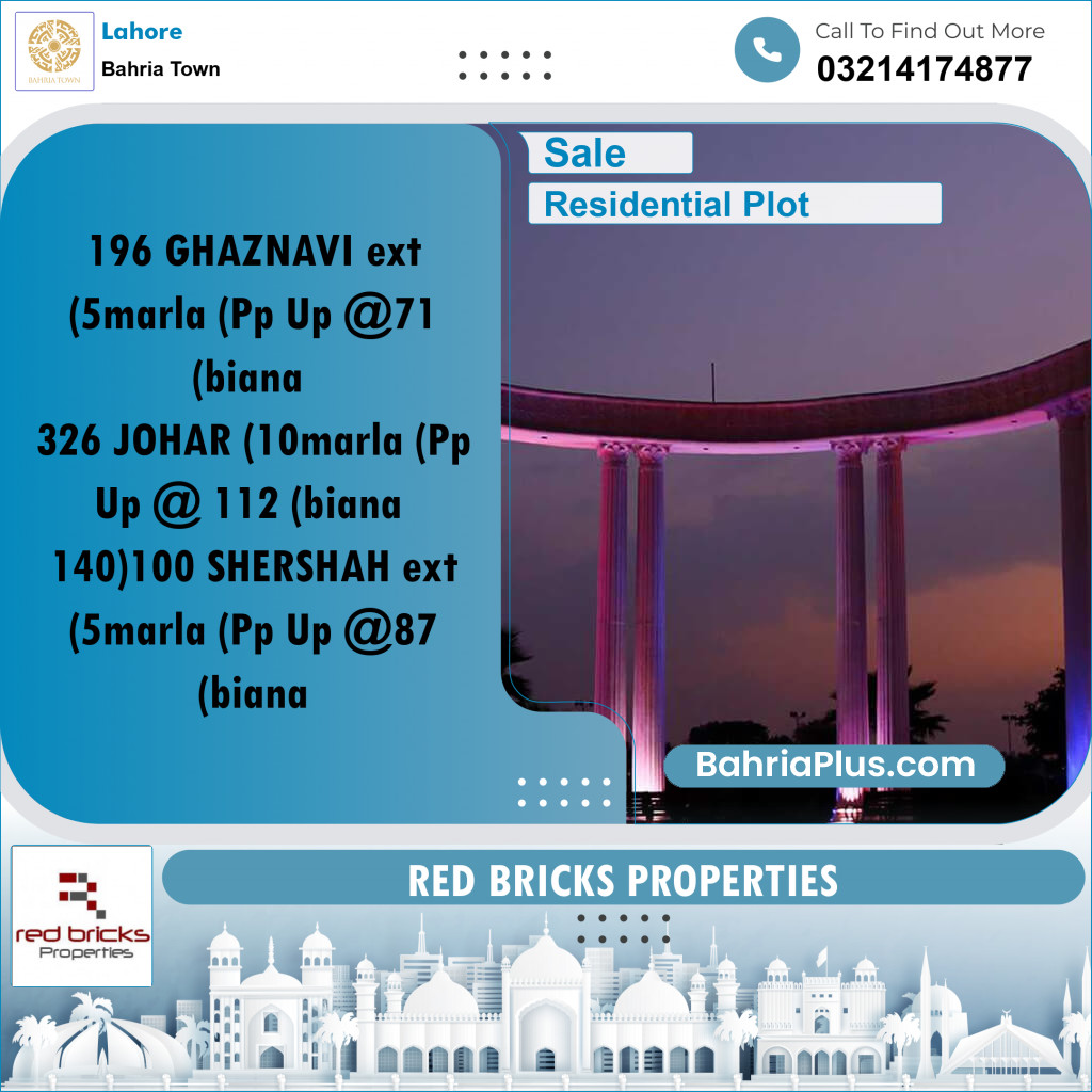 Residential Plot for Sale in Sector F - Ghaznavi Ext. Block -  Bahria Town, Lahore - (BP-155583)