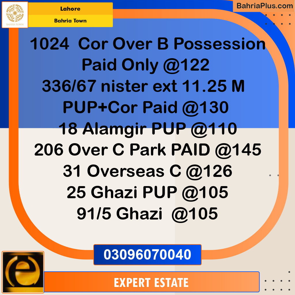 Residential Plot for Sale in Overseas B -  Bahria Town, Lahore - (BP-155588)