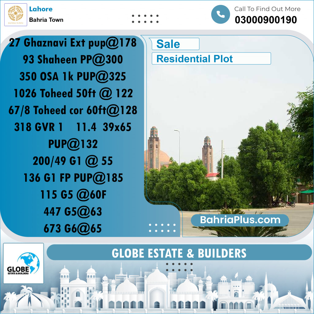 Residential Plot for Sale in Sector F - Ghaznavi Ext. Block -  Bahria Town, Lahore - (BP-155589)