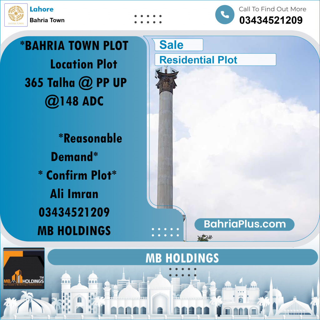 Residential Plot for Sale in Sector F - Talha Block -  Bahria Town, Lahore - (BP-155593)
