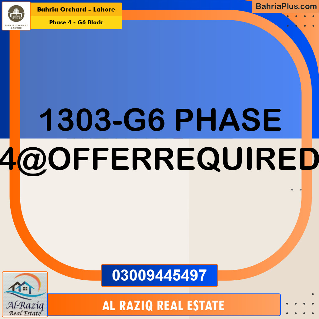 Residential Plot for Sale in Phase 4 - G6 Block -  Bahria Orchard, Lahore - (BP-155602)