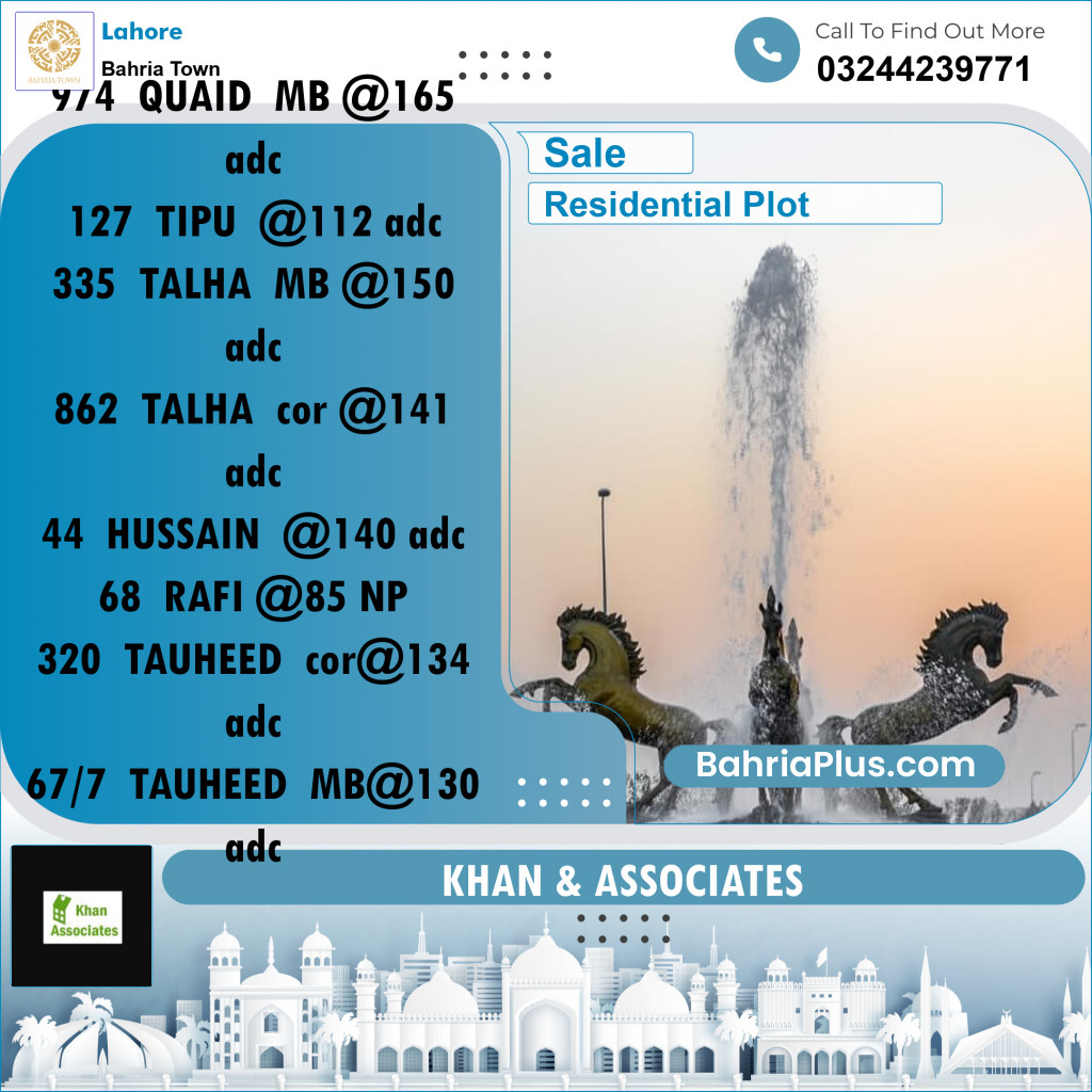 Residential Plot for Sale in Bahria Town, Lahore - (BP-155618)