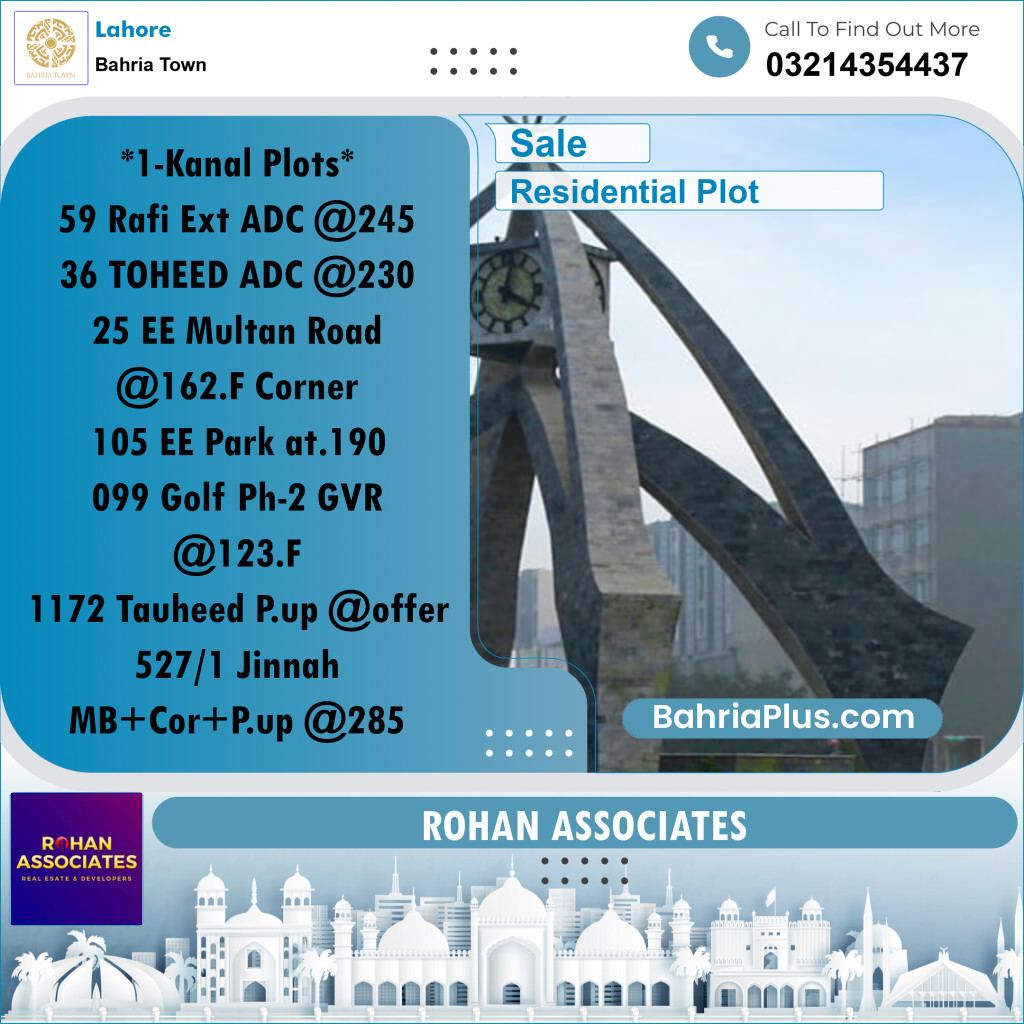 Residential Plot for Sale in Sector E - Rafi Ext. Block -  Bahria Town, Lahore - (BP-155632)