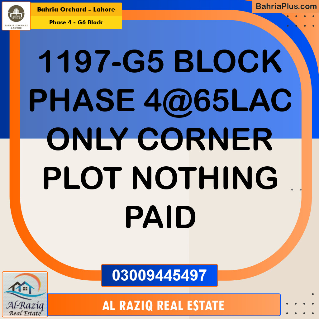Residential Plot for Sale in Phase 4 - G6 Block -  Bahria Orchard, Lahore - (BP-155635)