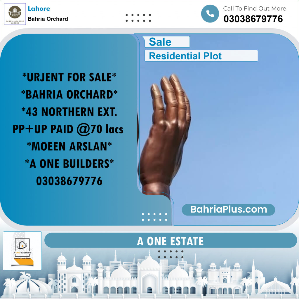 Residential Plot for Sale in Phase 1 - Northern District Ext. -  Bahria Orchard, Lahore - (BP-155650)