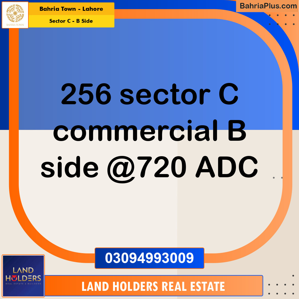 Commercial Plot for Sale in Sector C - B Side -  Bahria Town, Lahore - (BP-155700)