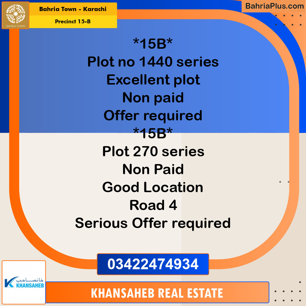 125 Sq. Yards Residential Plot for Sale in Precinct 15-B -  Bahria Town, Karachi - (BP-155711)