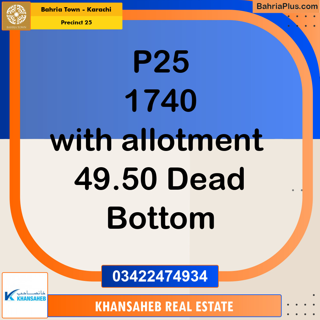 125 Sq. Yards Residential Plot for Sale in Precinct 25 -  Bahria Town, Karachi - (BP-155713)