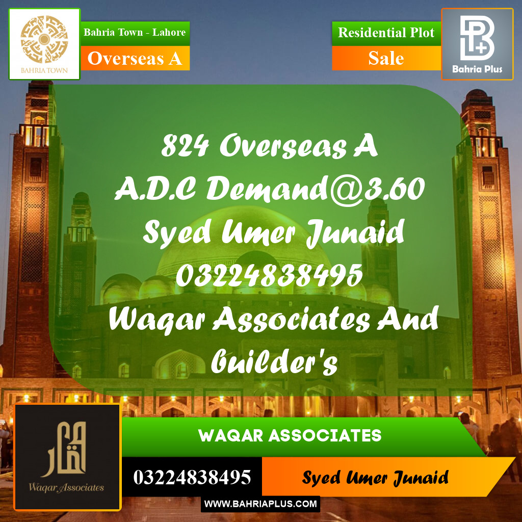 Residential Plot for Sale in Overseas A -  Bahria Town, Lahore - (BP-155723)