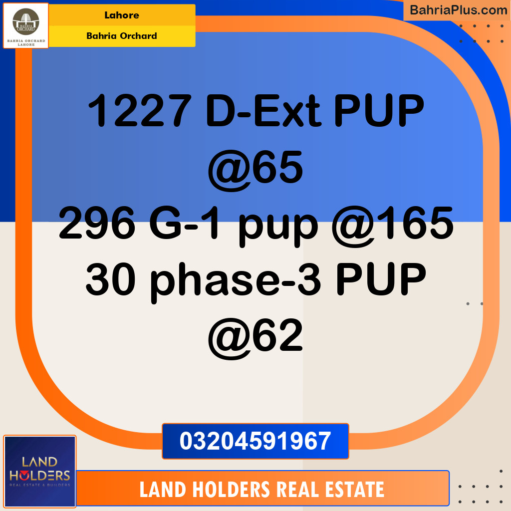 Residential Plot for Sale in Phase 2 - D Block -  Bahria Orchard, Lahore - (BP-155740)