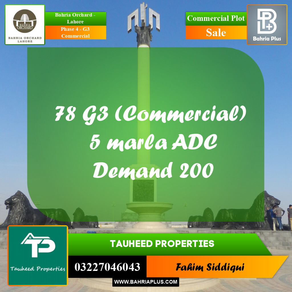 Commercial Plot for Sale in Phase 4 - G3 Commercial -  Bahria Orchard, Lahore - (BP-155746)