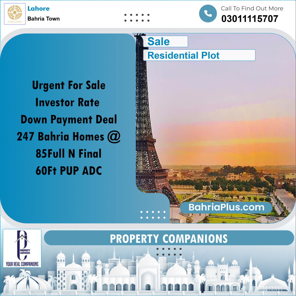 Residential Plot for Sale in Bahria Town, Lahore - (BP-155756)