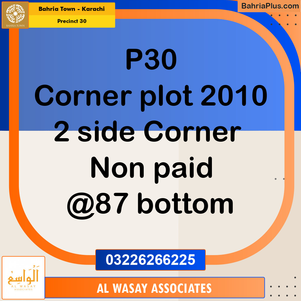 250 Sq. Yards Residential Plot for Sale in Precinct 30 -  Bahria Town, Karachi - (BP-155758)