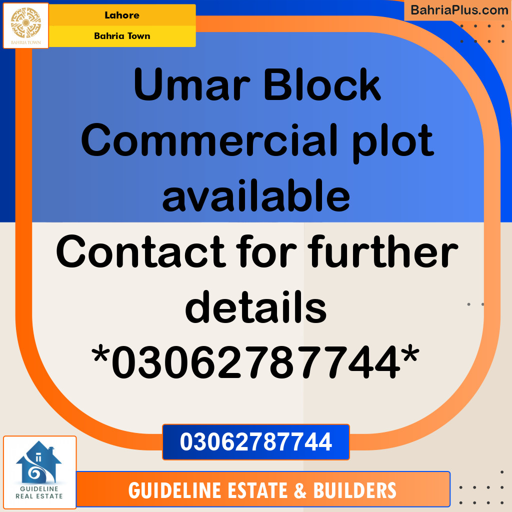 Commercial Plot for Sale in Sector B - Umer Block -  Bahria Town, Lahore - (BP-155810)