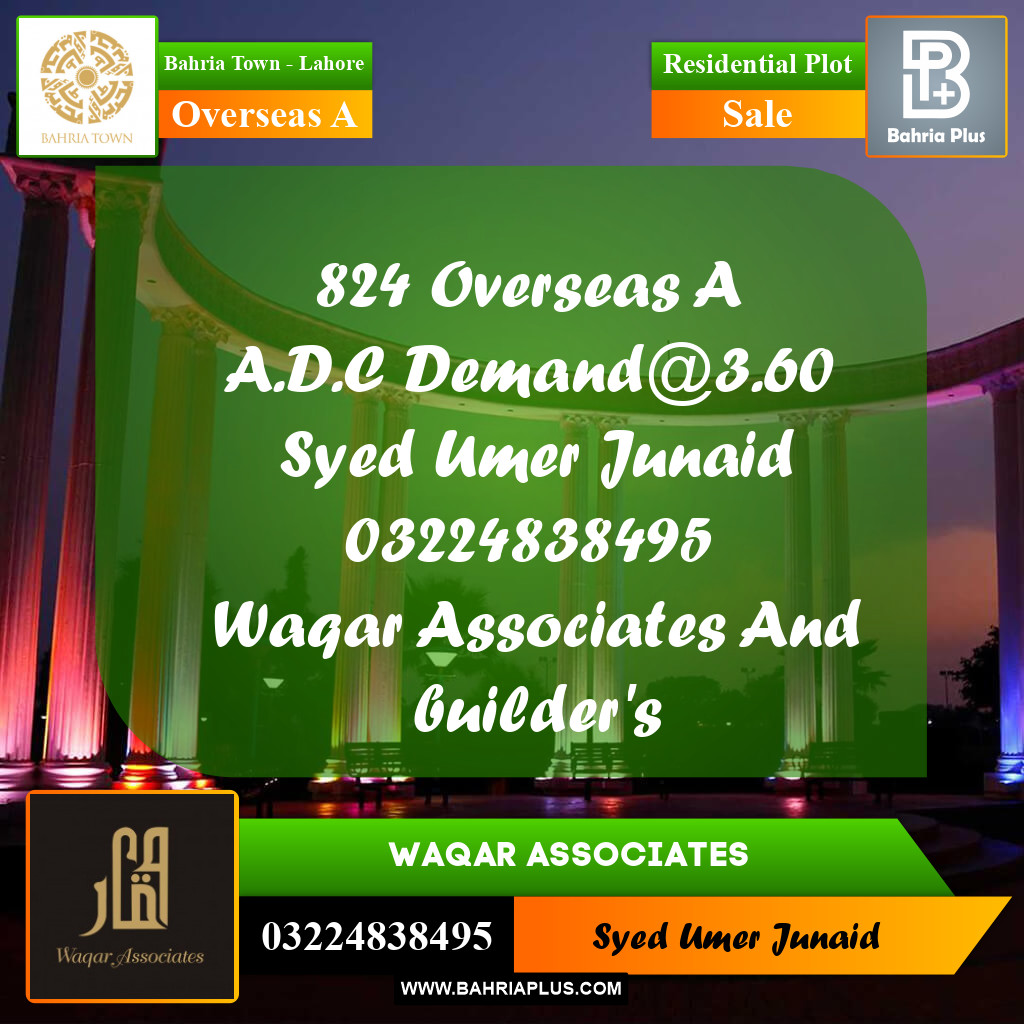 Residential Plot for Sale in Overseas A -  Bahria Town, Lahore - (BP-155826)