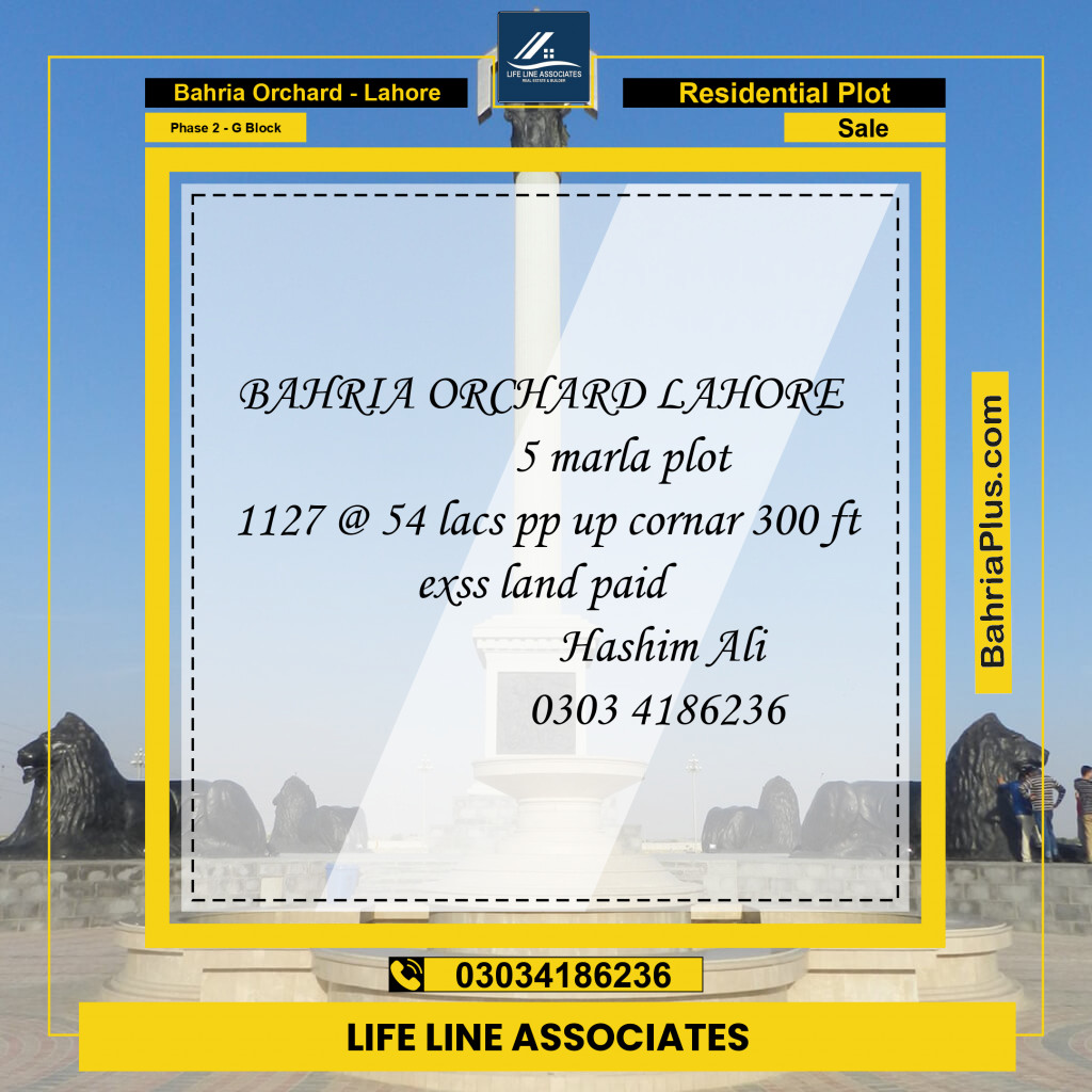 Residential Plot for Sale in Phase 2 - G Block -  Bahria Orchard, Lahore - (BP-155830)