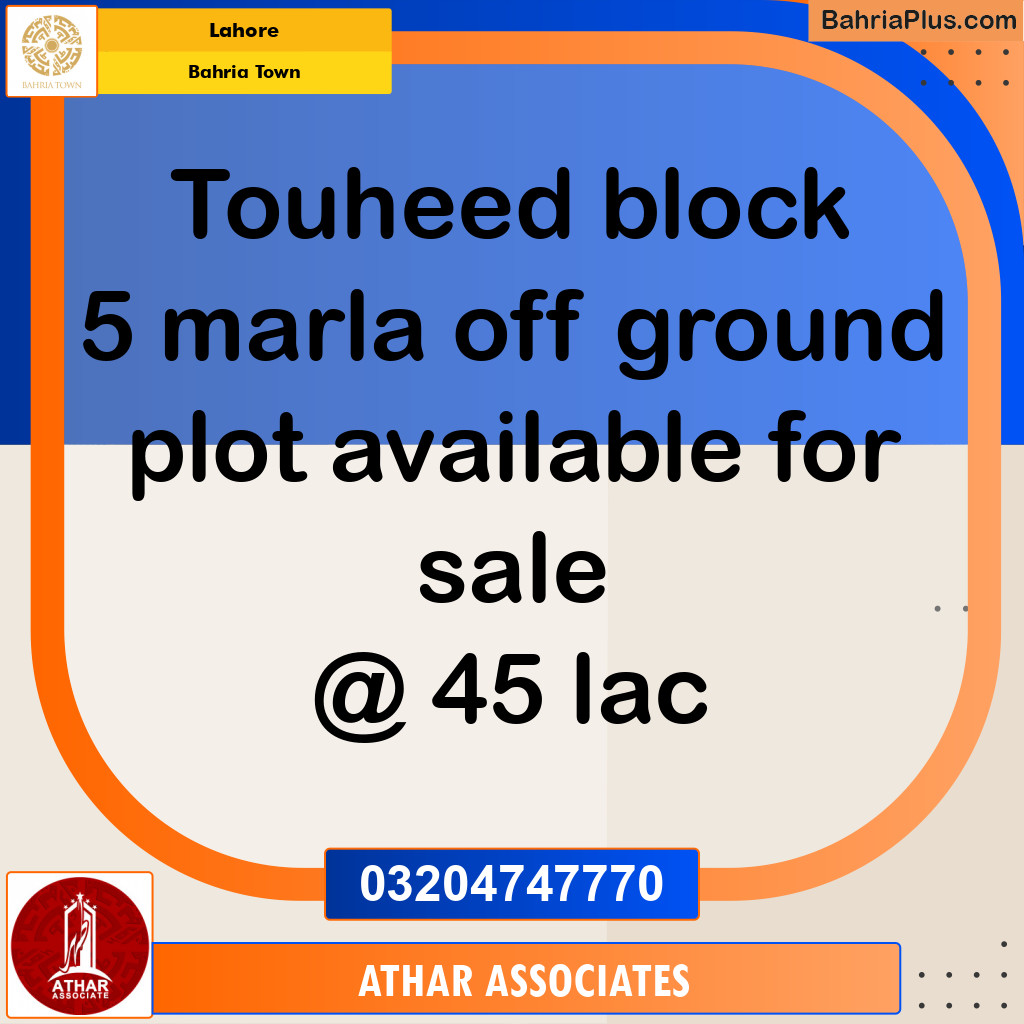 Residential Plot for Sale in Bahria Town, Lahore - (BP-155837)