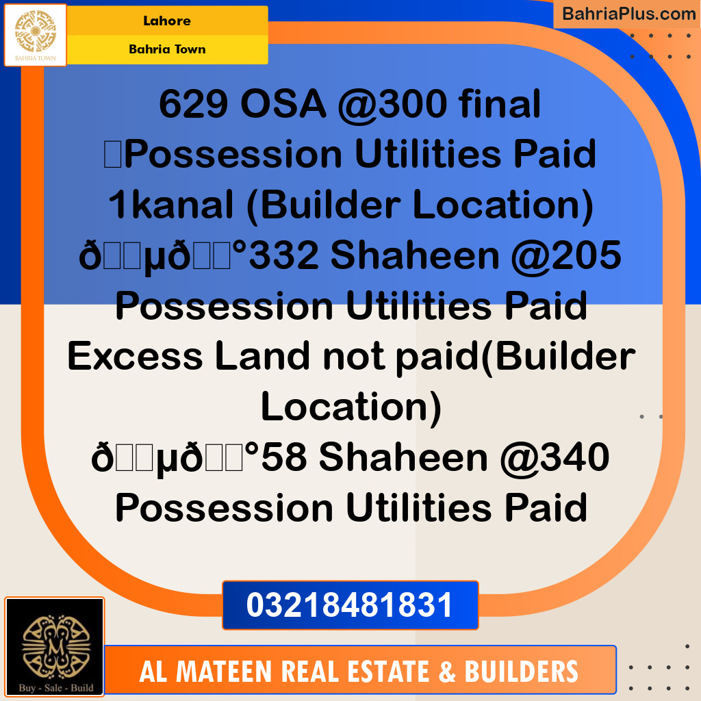 Residential Plot for Sale in Overseas A -  Bahria Town, Lahore - (BP-155847)