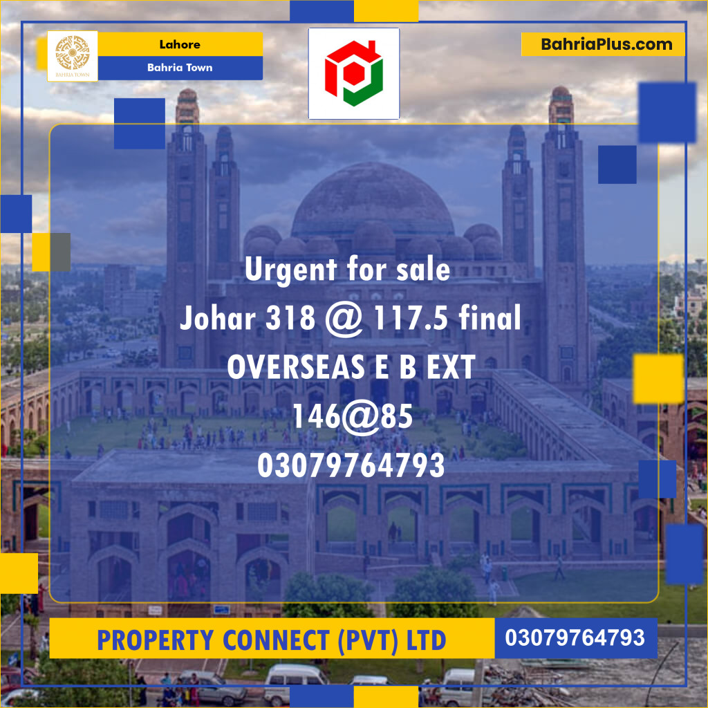 Residential Plot for Sale in Sector E - Johar Block -  Bahria Town, Lahore - (BP-155894)