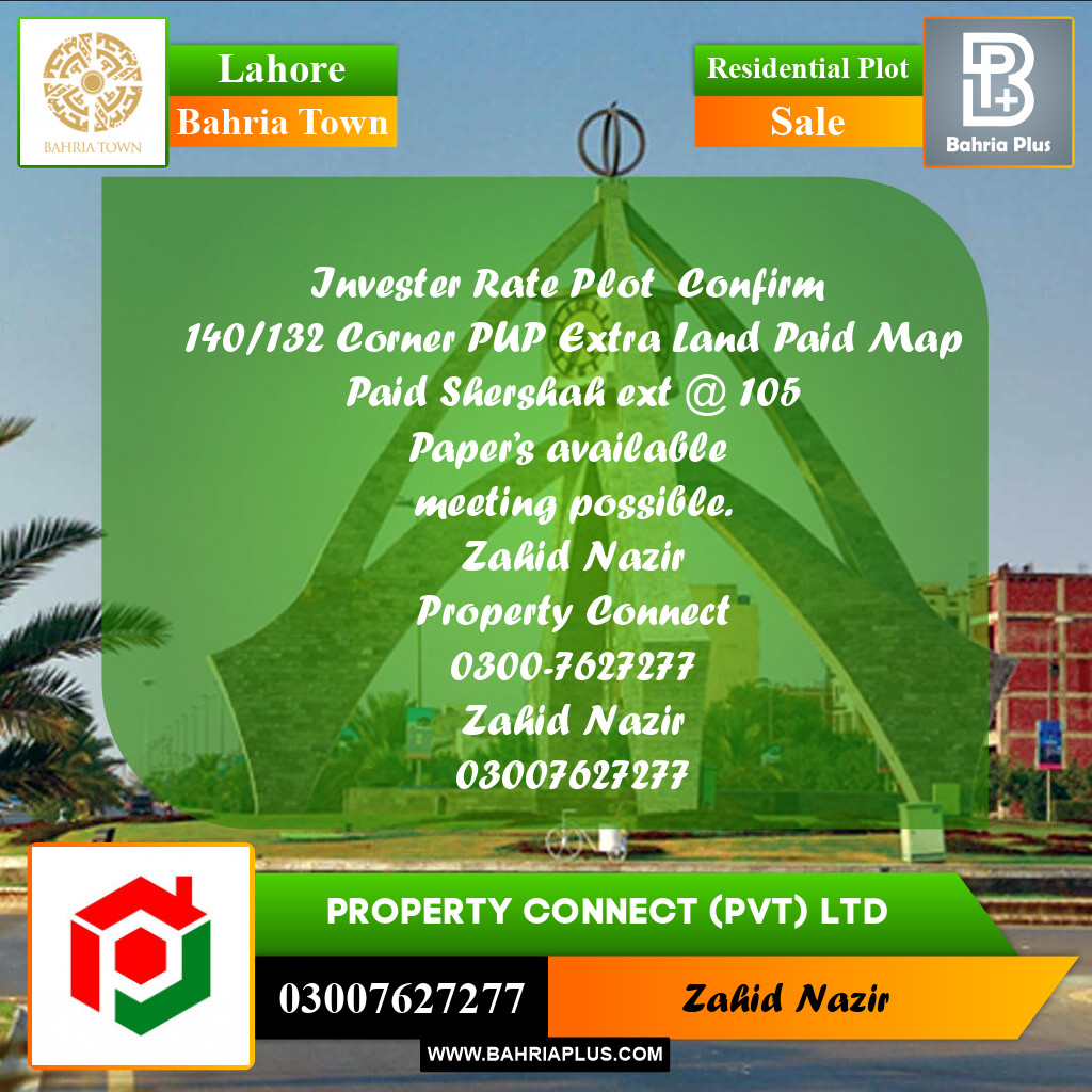 Residential Plot for Sale in Bahria Town, Lahore - (BP-155895)