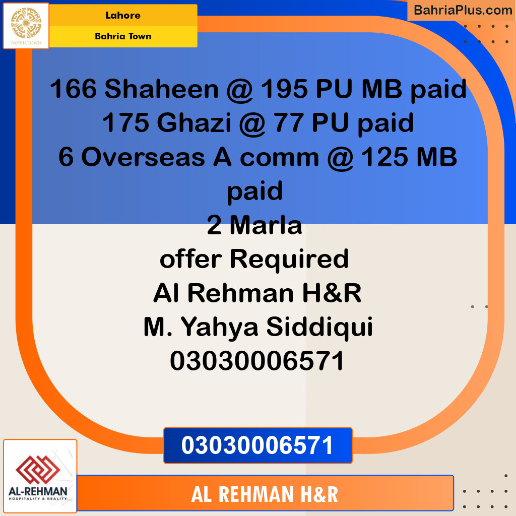 Residential Plot for Sale in Sector B - Shaheen Block -  Bahria Town, Lahore - (BP-155935)