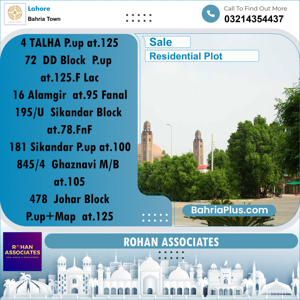 Residential Plot for Sale in Bahria Town, Lahore - (BP-155950)