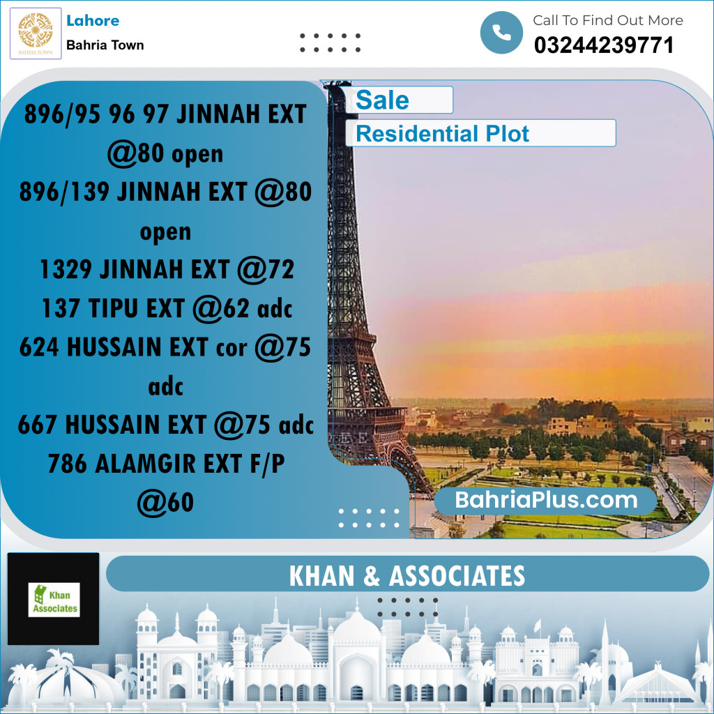 Residential Plot for Sale in Sector E - Jinnah Ext. Block -  Bahria Town, Lahore - (BP-155980)