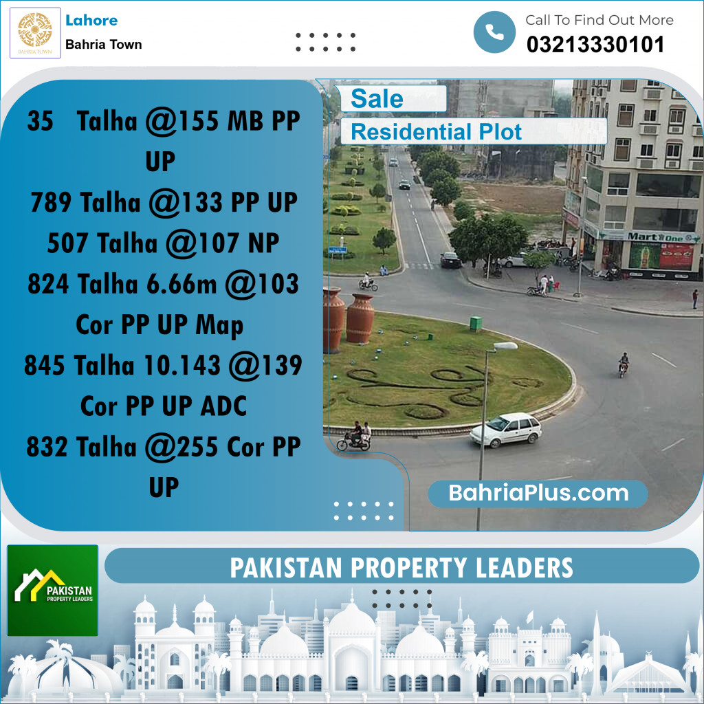 Residential Plot for Sale in Sector F - Talha Block -  Bahria Town, Lahore - (BP-155998)