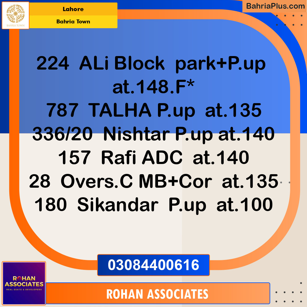 Residential Plot for Sale in Sector B - Ali Block -  Bahria Town, Lahore - (BP-156012)